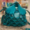 Bolso Nido mini de piel artesanal color turquesa 2
