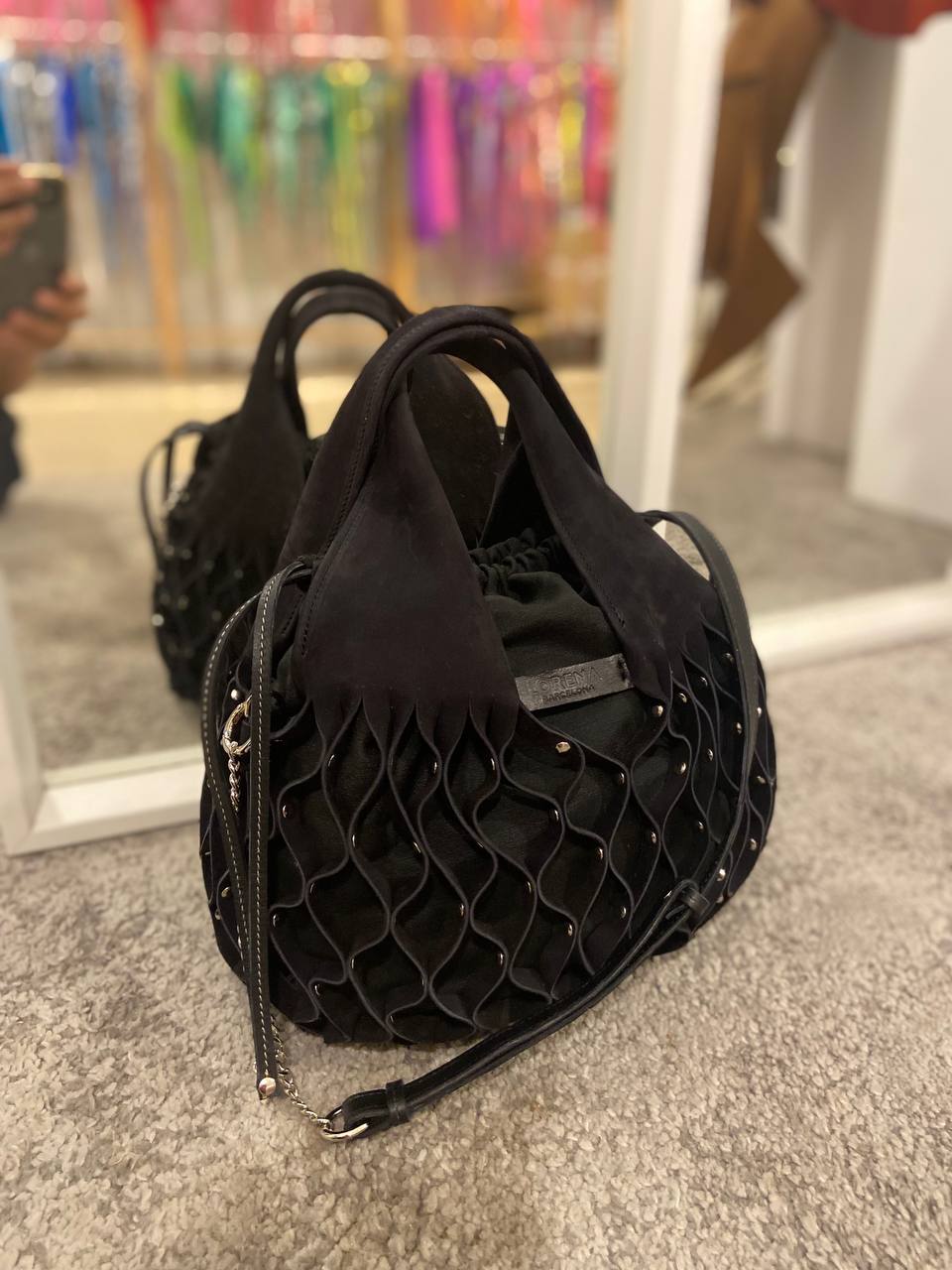 Bolso Nido nobuck negro grande